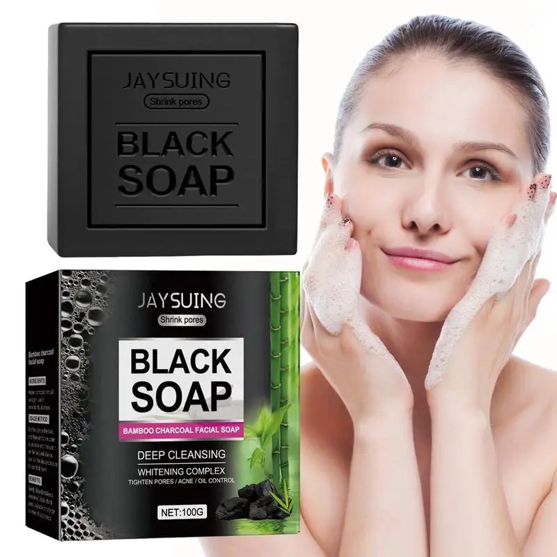 

Charcoal Soap Bar Bamboo Charcoal Skin Wash With Peppermint Oil Face Body Bar Oily Blemish-Prone Skin Facial Cleanser 3.88 Oz