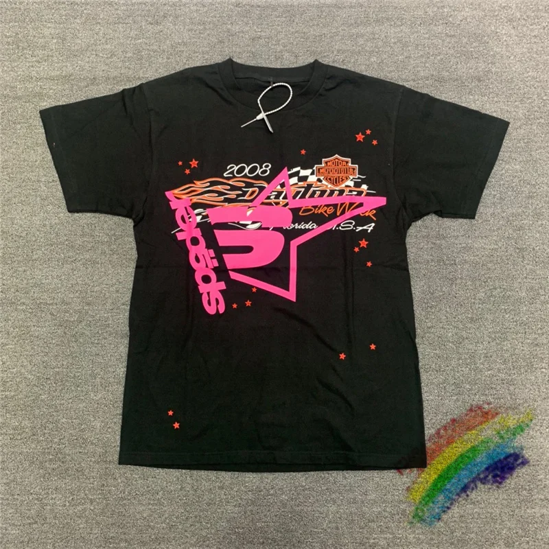 

Pink Young Thug Sp5der 555555 T Shirt Men Women 1:1 Best Quality Foaming Printing Spider Web Pattern T-shirt Fashion Top Tees