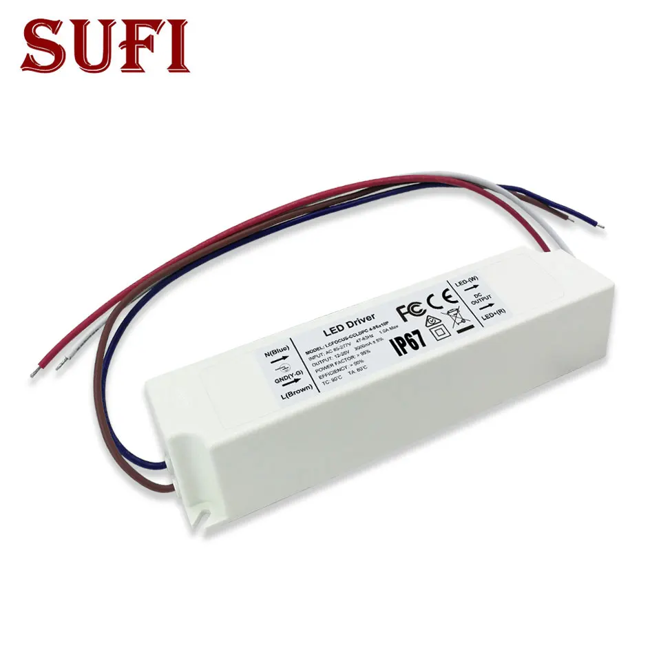 

60W 72W 80W LED Driver Power Supply Input AC85-277V Constant Current 1200mA 1800mA 2400mA Lighting Transformers For Lamp Bulb