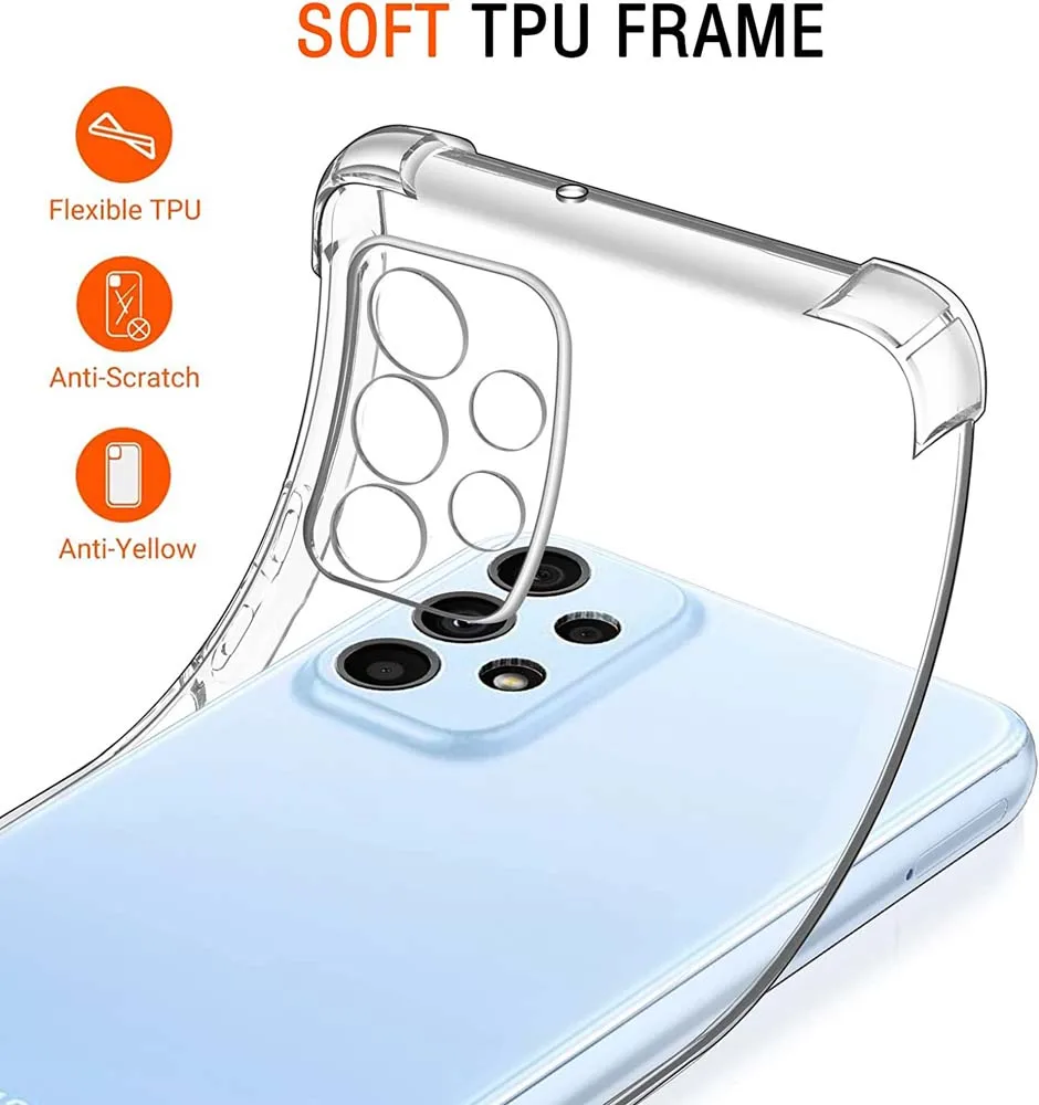 Clear Case For Samsung Galaxy A23 5G Case A13 4G A23 A33 5G A73 Thick Shockproof Soft Silicone Phone Cover for Samsung A53 5G 4