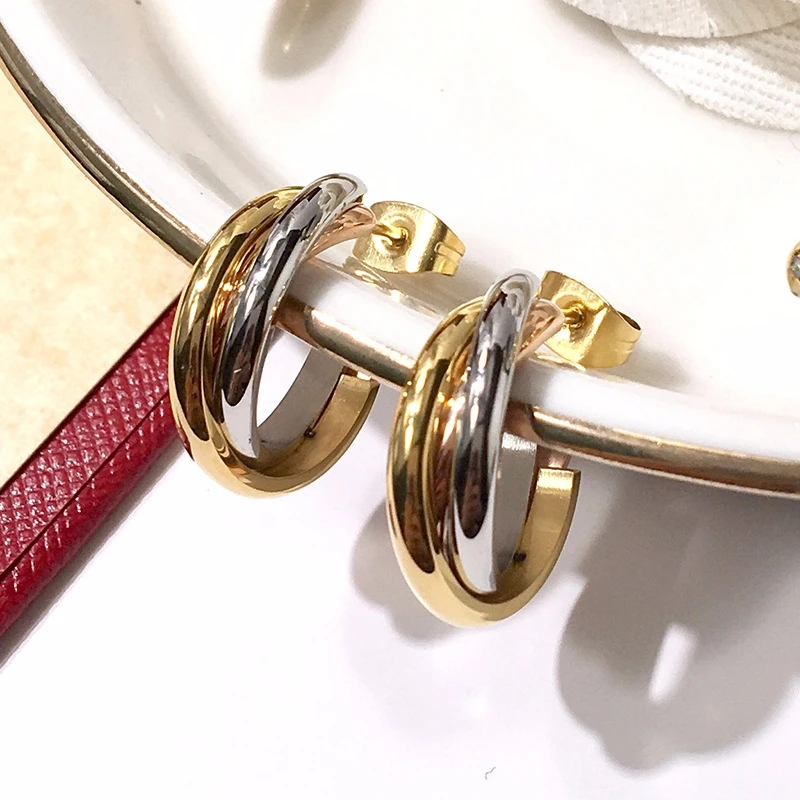 

2022 Punk Three-Ring Circle Earrings Women's C-shaped New Retro Fashion Earrings