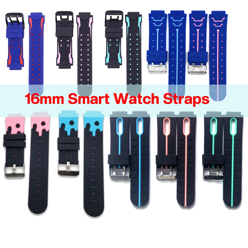 

Universial 16mm Width Kids Watch Silicone Straps for Q12 Z5 Z6 Q90 with ears Easy Release Belts GPS Smartwatch Smart Accessories