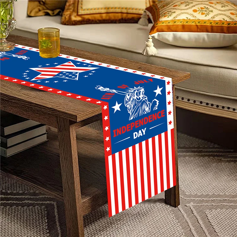 American Independence Day Decoration Table Runner Statue of Liberty Home Decor Cloth Party White Red Blue Color Tablecloth