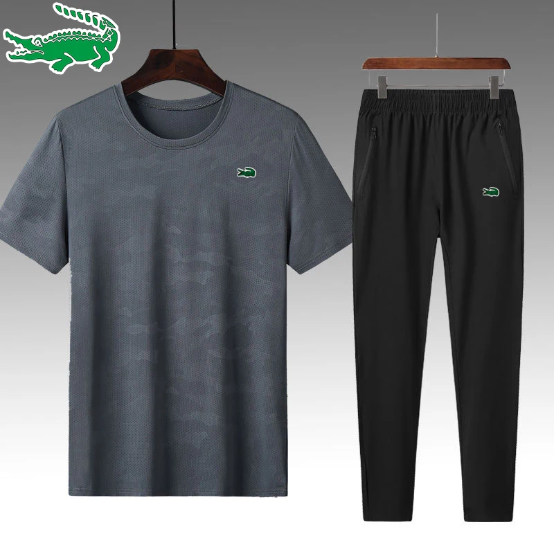

Men's Summer Casual Sports Set Short Sleeve T-shirt Pants Loose Fit Quick Dry