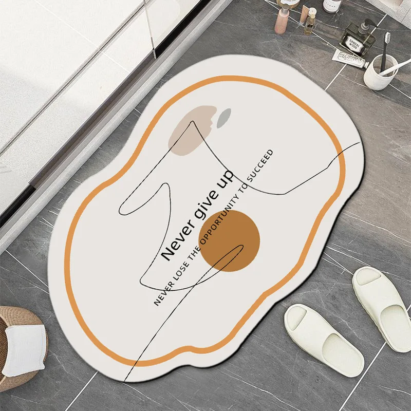

Boho Bathroom Carpets Non-Slip Bath Floor Mats Entrance Mat Diatom Mud Absorbent Soft Carpets Retro Bathroom Bathtub Carpet