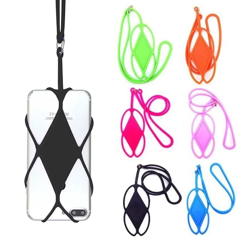 

Universal Silicone Mobile Phone Lanyard Holder Case Cover Smartphone Integrated Neck Strap Necklace Sling Rope Cover