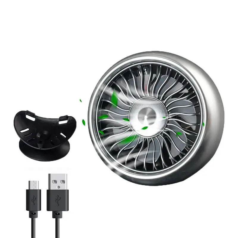

Mini Car Fan Portable Car Fan Universal Rotating RGB Mini Fan Three Wind Speed USB Powered For Computer Desk And Bedroom