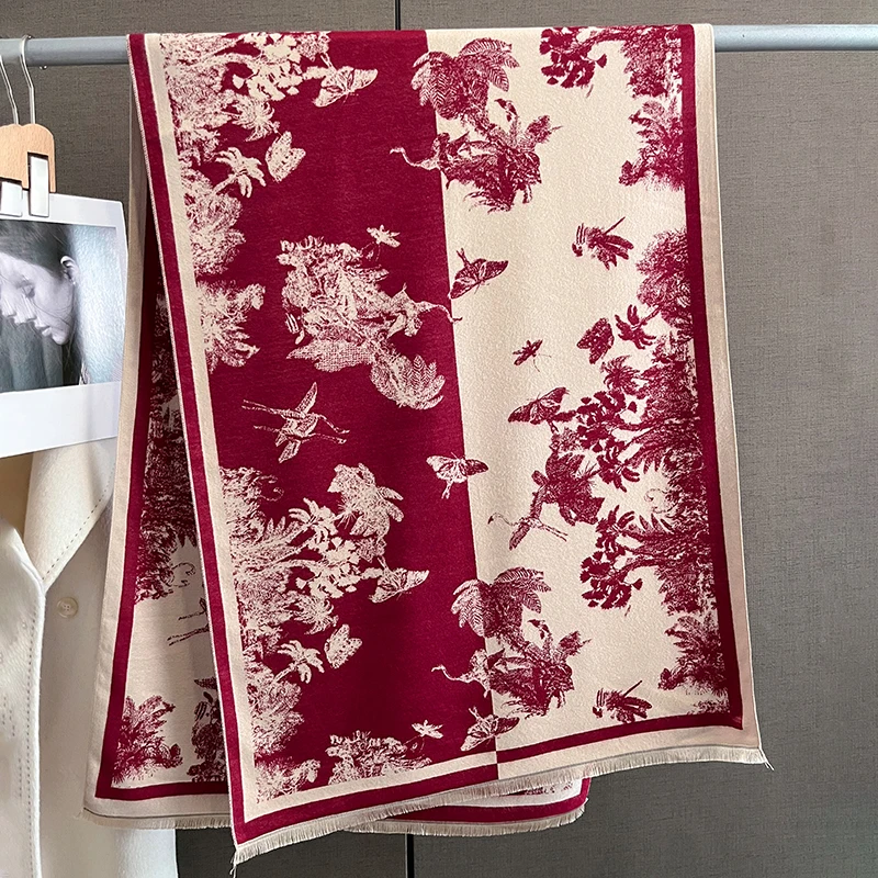 

Женский модный кашемировый шарф с принтом, зимний теплый шарф из пашмины, одеяло для путешествий, плотное пончо, новый дизайн, цветочный узор, Bufanda Echarpe