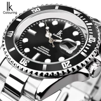 ik coloring 2022 luxury brand luminous waterproof black bezel calendar stainless steel mens japan quartz watches top brand clock