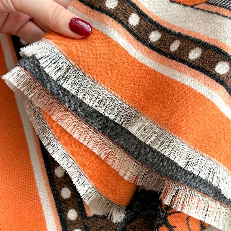 Новинка 2024 зимние теплые кашемировые накидки женский шарф роскошная розовая