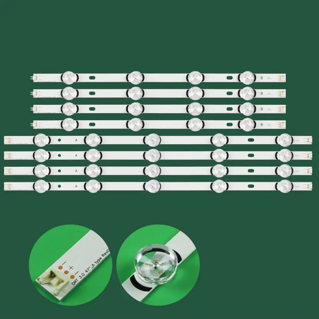 

New Kit 8PCS LED backlight strip For LG innotek DRT 3.0 47" 47LY541H 47LB552U 47LB552V LATWT471RXLZK.H1X 6916L-1961A 6916L-1962A
