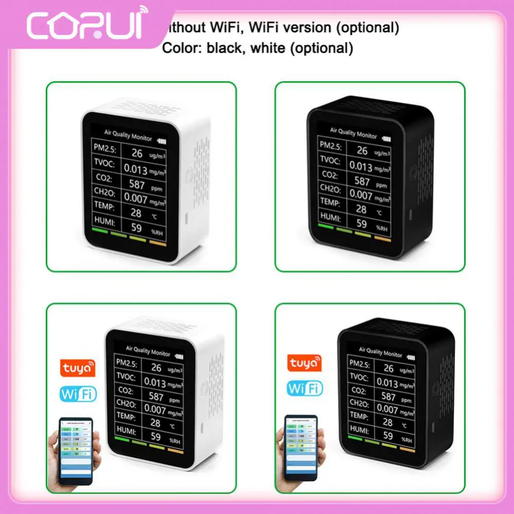 

Tuya Smart Remote Monitor Analyzer Temperature Humidity Detector Intelligent Pm2.5 Tvoc Co2 Ch2o Temperature Humidity Detector