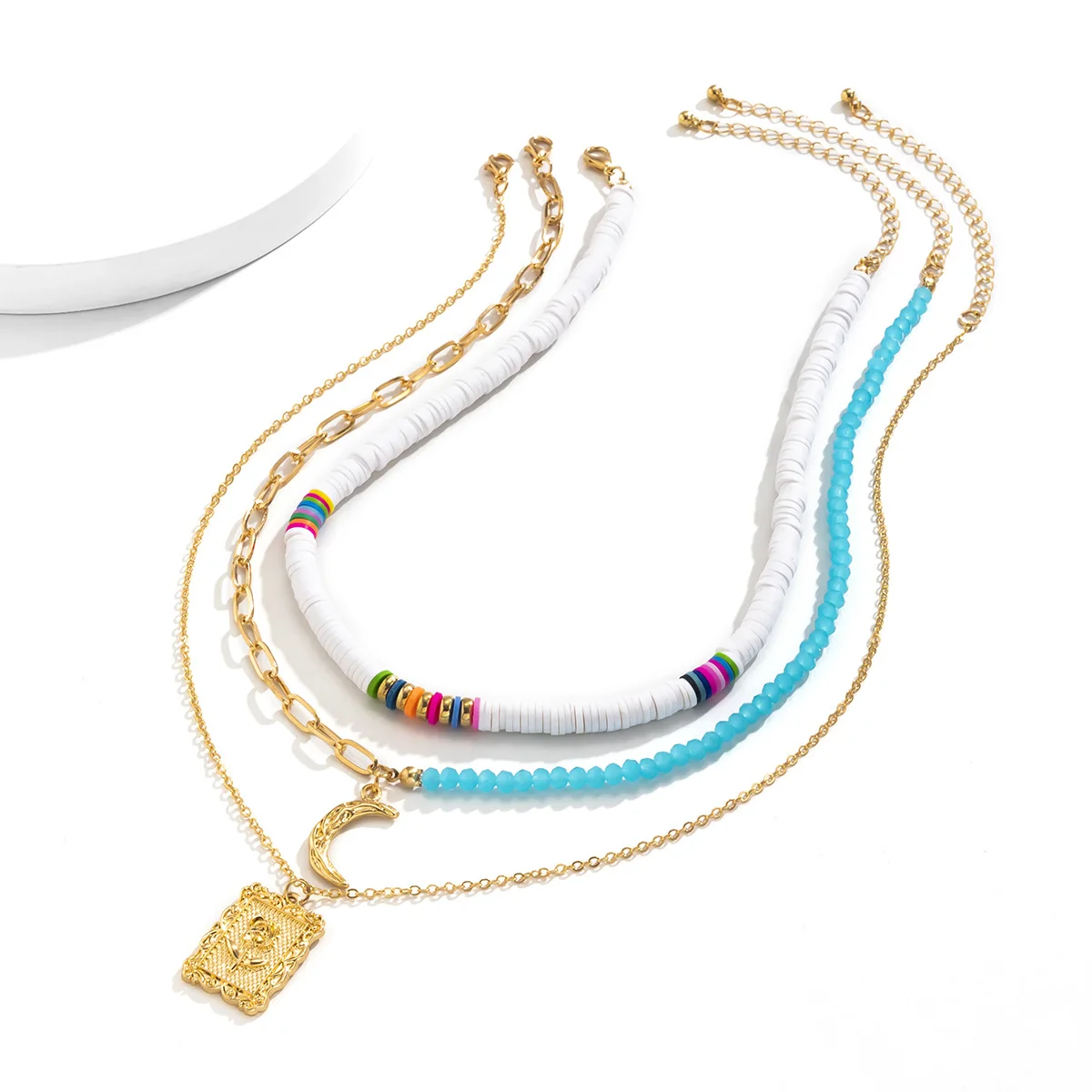 Женское геометрическое ожерелье из мягкой полимерной глины |