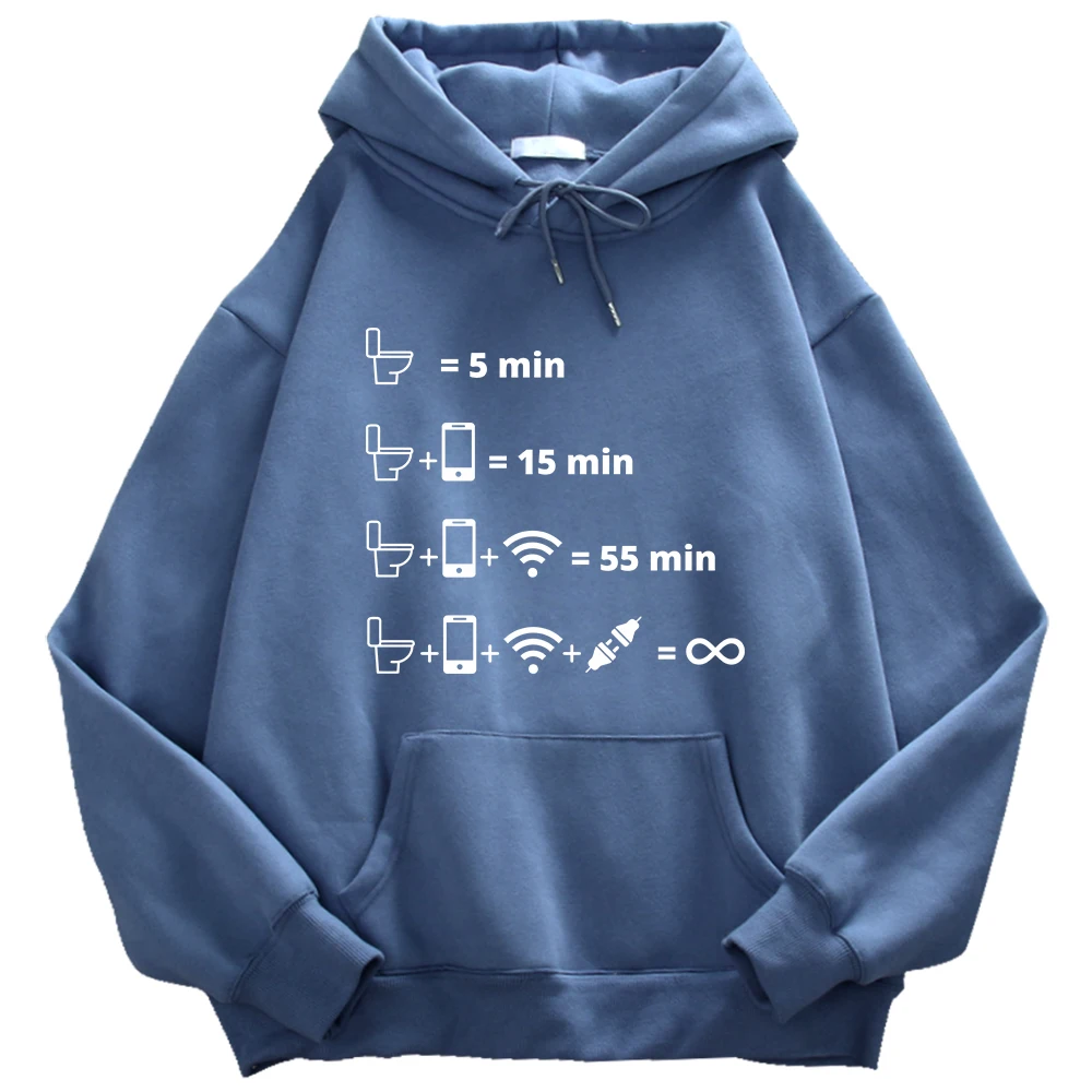 Toilet phone sign Prints man Hoodies Comfortable Fleece Warm Pocket Sweatshirts Casual Loose Pullovers men Female Sportswear