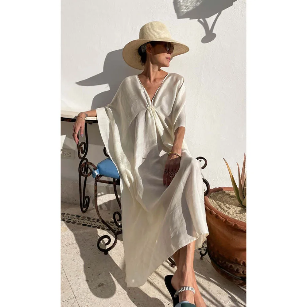 

2023 MUHUIZI African clothing new beach smock holiday dress loose casual smock bikini sunscreen swimsuit