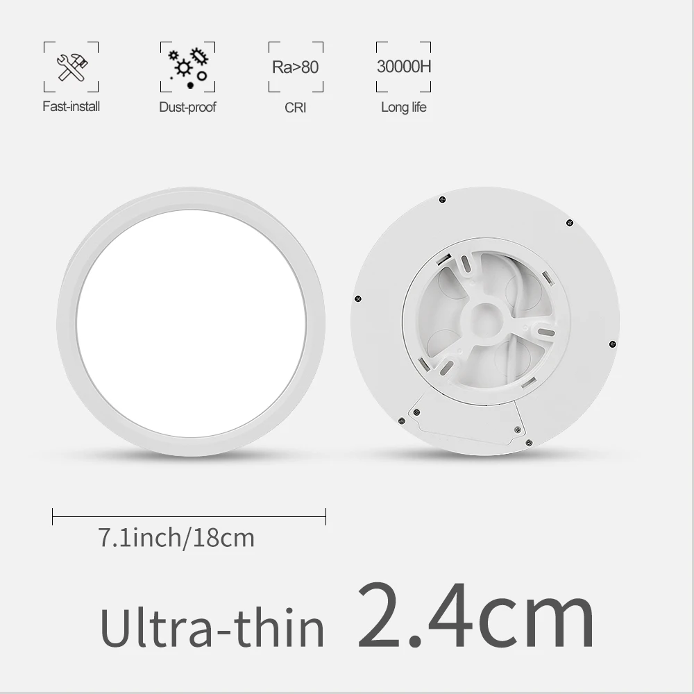 Тонкий светодиодный панельный светильник 12 Вт Дерево Черный Золотой 220 В Домашнее освещение для ванной комнаты и кухни Легкая установка Ультратонкий потолочный светильник.