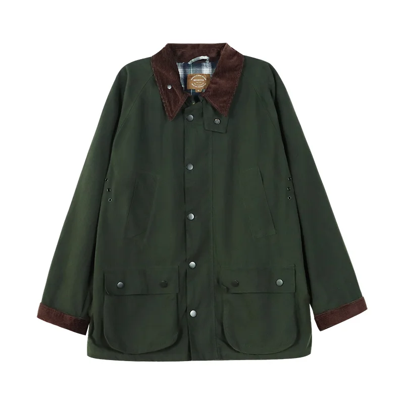 

Oil Wax Jacket for Men Green Regular Fit Waterproof Windproof Safari England Style Winter Autumn Wear Vintage UK Fashion