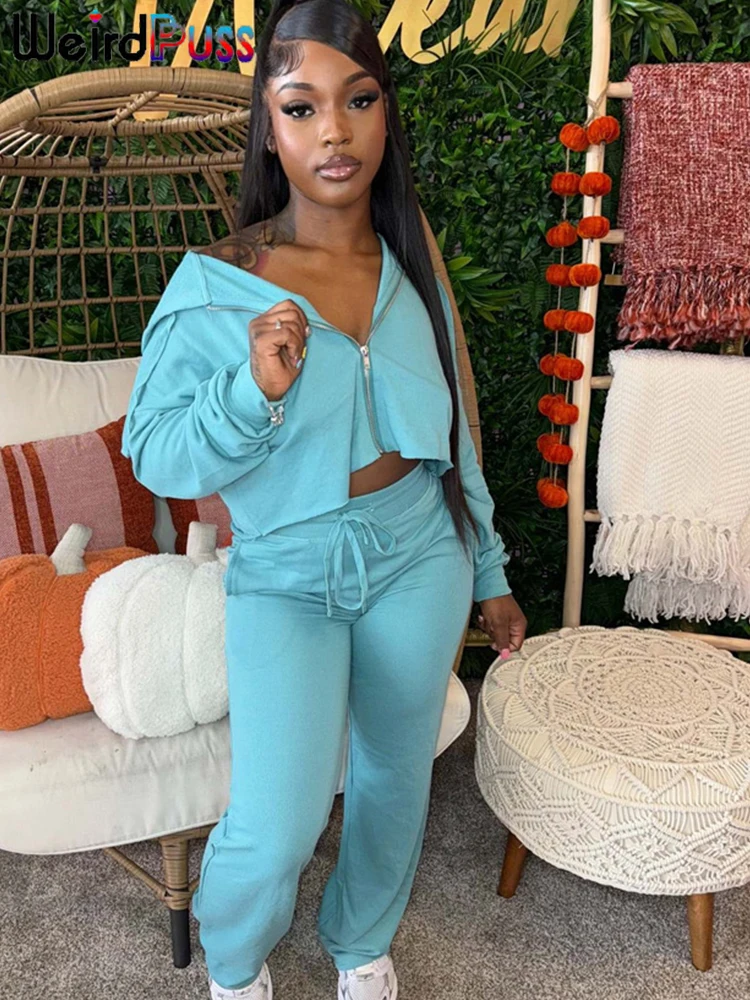 Weird Puss повседневный спортивный комплект из 2 предметов женский кардиган на молнии