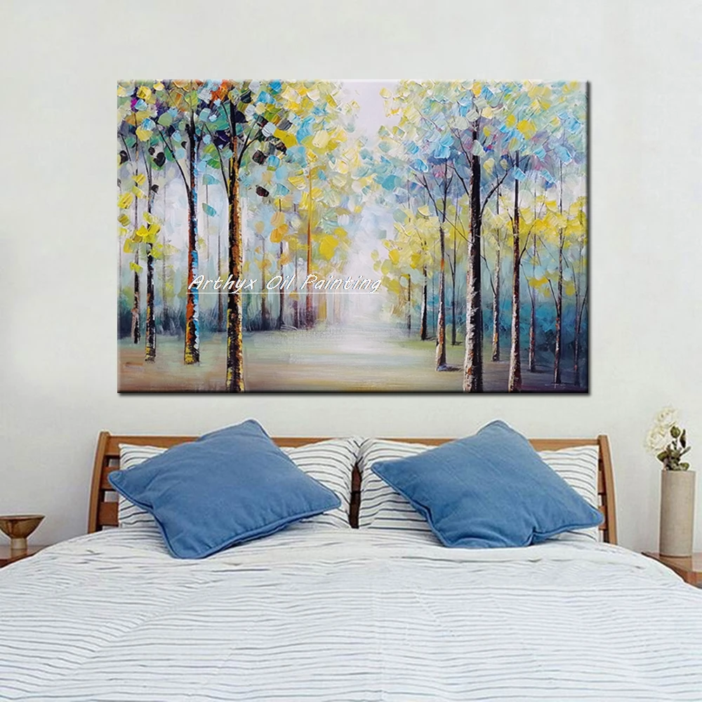 Arthyx большие ручная роспись ножей и деревьев пейзажная картина маслом на холсте