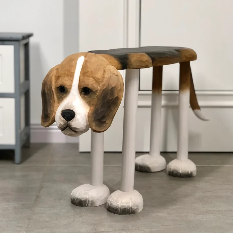 

Стул для макияжа из массива дерева ручная резка большой Бигль ретривер Сменная обувь стул для макияжа фойе перед домом