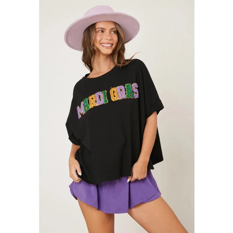 Рубашка и шорты женские с блестками коротким рукавом свободного покроя