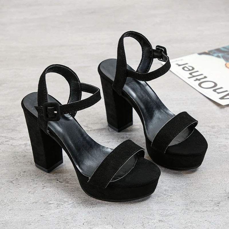 

2022 Women Sandals Pumps Summer Fashion Strap Platform Heels Peep Toe 8cm Block Heels Women Pumps Shoes Brand High Heels 42 43