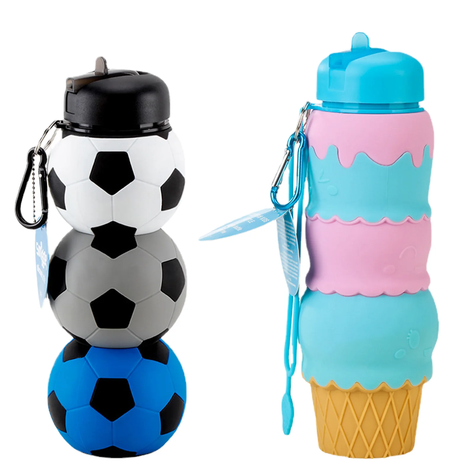 

Cute Water Bottles For Outdoors Collapsible Ice Cream Water Cups With Metal Buckle Creative Portable Ice Cream Cup For School