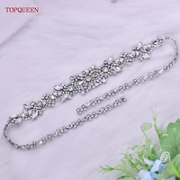 topqueen s51 new style bridal belt silver fancy rhinestone women jewel sash wedding dress accessories satin ribbon girdles