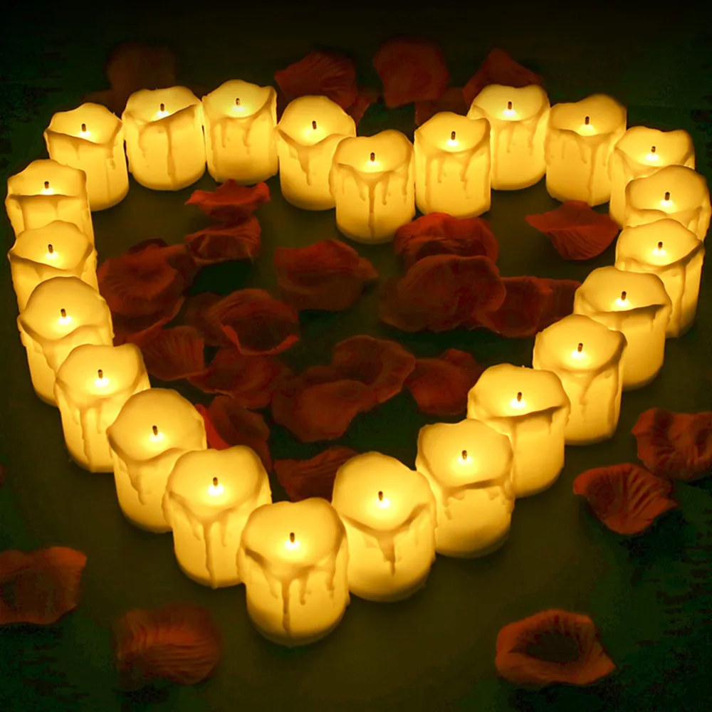 

24Pcs Flameless Tea Lights Candles Realistic Flickering LED Tea Lights Long Lasting Electric Candles For Party Home Decoration