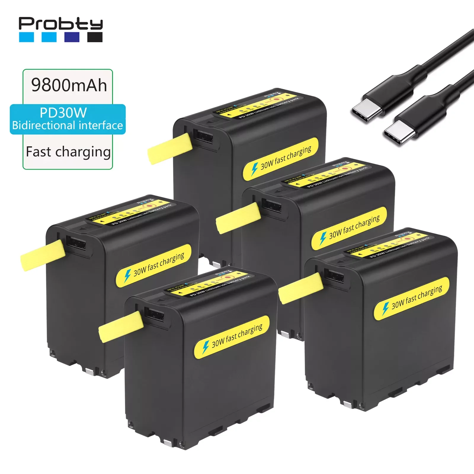 

NEW2023 9800mAh NP-F970 NP F970 NP-F980 Battery with 30W PD Two-way Fast Charging LED Display for Sony NP-F970 F960 F750 F550 Ba