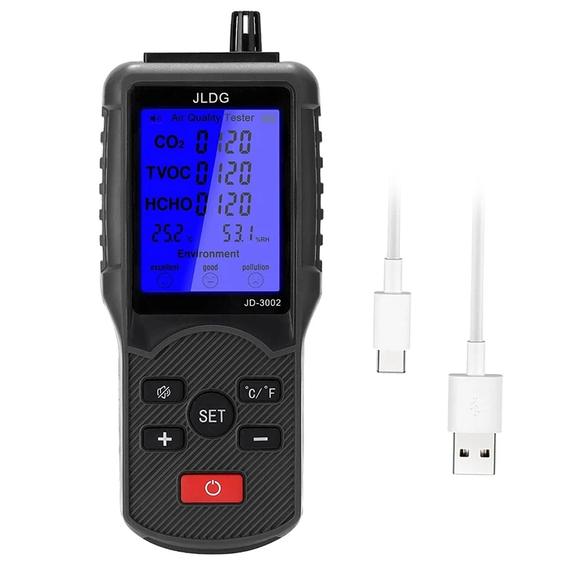 

Multifunctional Air Quality Tester TVOC CO2 Meter Temperature And Humidity Measuring Device