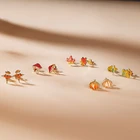 Женские серьги-гвоздики в виде тыквы, из серебра 925 пробы