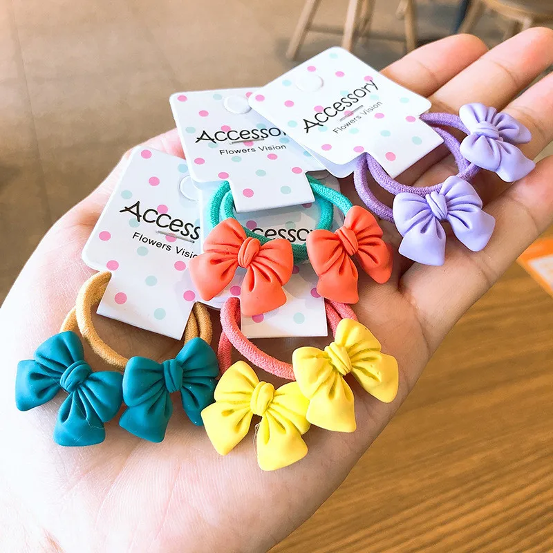 

2pcs/lot New Cute Bow Princess Headwear Kids Elastic Hair Bands Children Ropes Girls Accessories Baby Headdress