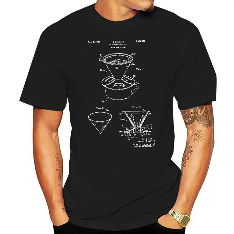 

T Shirts Fashion 2022 Pour Over Coffee Maker T-Shirt Coffee T-shirt Barista Shirt Coffee Shop Patent Crew Neck Men Short-Sleeve