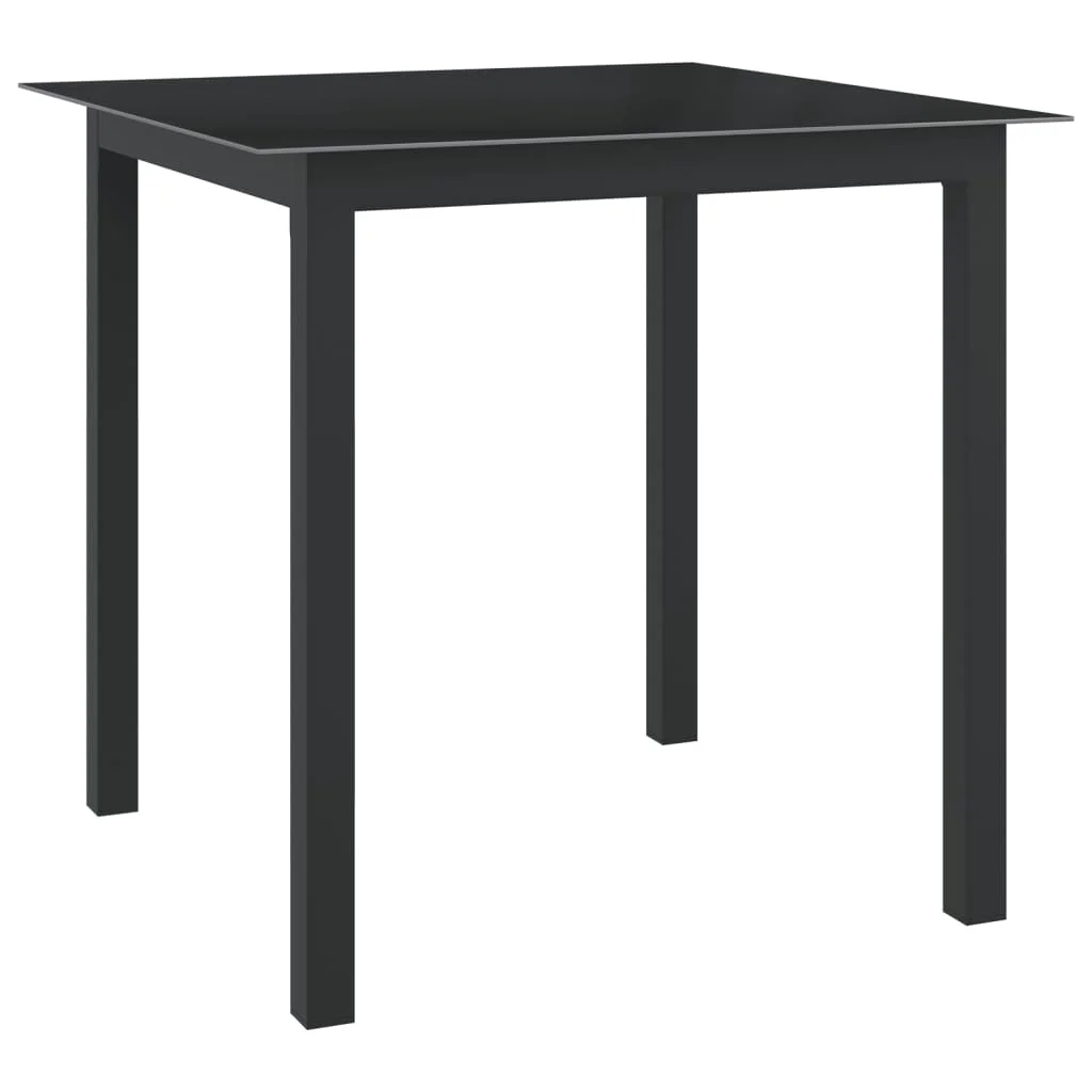 

Garden Bar Table, Aluminium and Glass Outdoor Table , Patio Furniture Black 80x80x74 cm