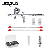 sagud airbrush kits needle nozzle with wrench and release connector adapter sd 180s dual action airbrush for tattoo nail cake