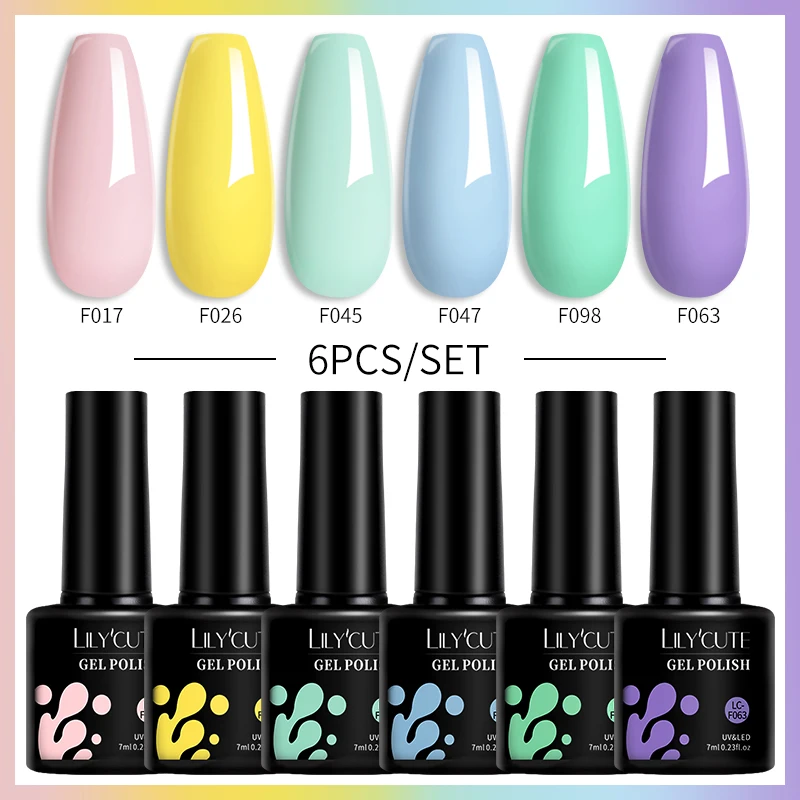 LILYCUTE 6 шт./компл. Обнаженная Бриллиантовая 7 мл Блестящая Серия Макарон для