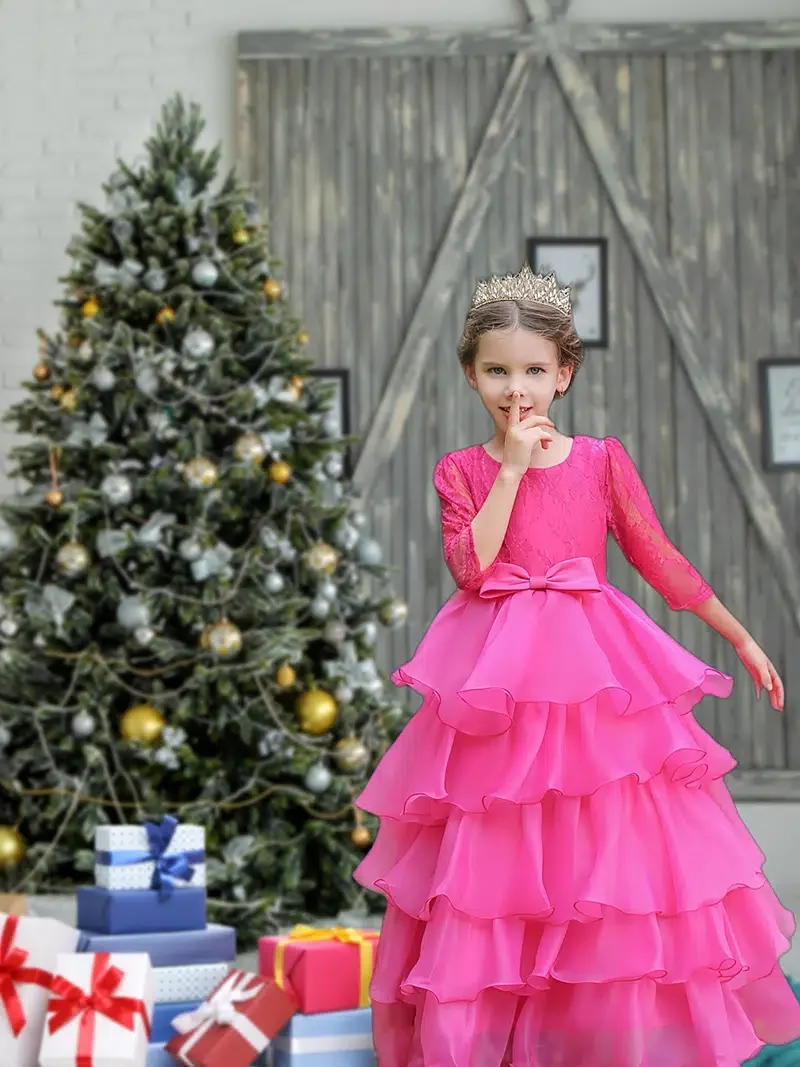 

Baby Girls Princess Dress Lace Tulle Dress Wedding Flower Girls For Christmas Evening Birthday Party Kids Clothes
