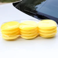 12pcs yellow wax sponges car foam applicator round auto polishing detailing tools cleaning supplies tyre trim dressing