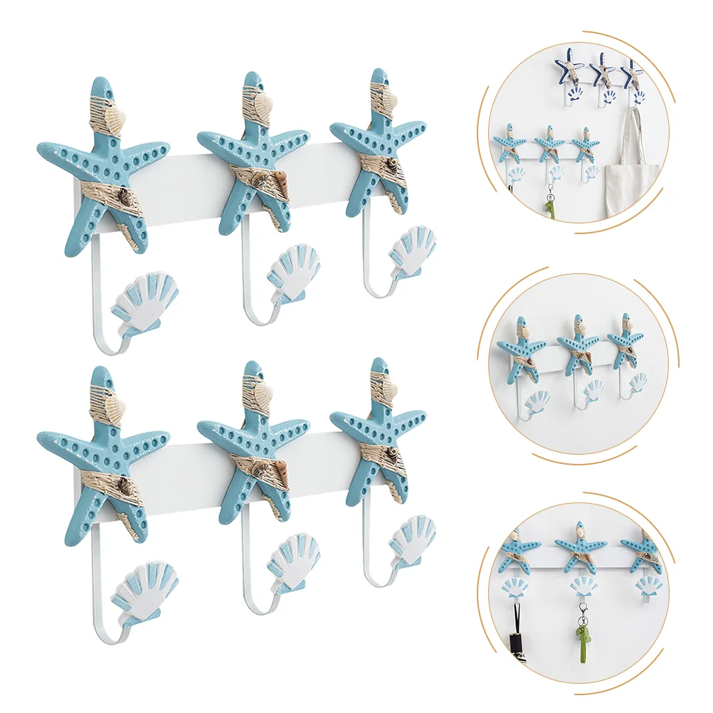 

2 Pcs Mediterranean Hooks Household Clothes Hooks Rack Decorative Hooks