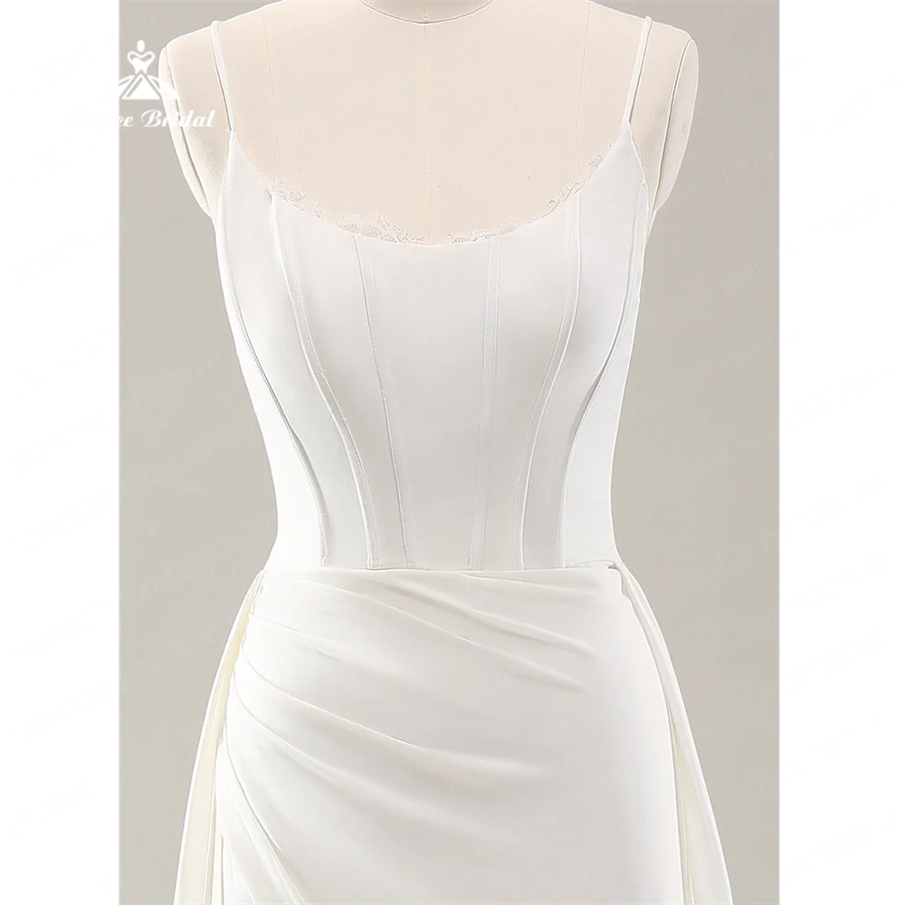 Свадебное платье Roycebridal с вырезом лодочкой А-силуэта 2025 атласное свадебное со