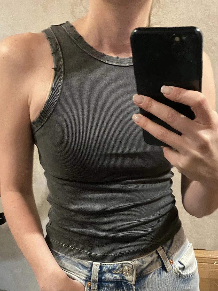 

Майка женская однотонная в рубчик, пикантный облегающий жилет без рукавов, на бретелях, французская уличная одежда, лето 2023