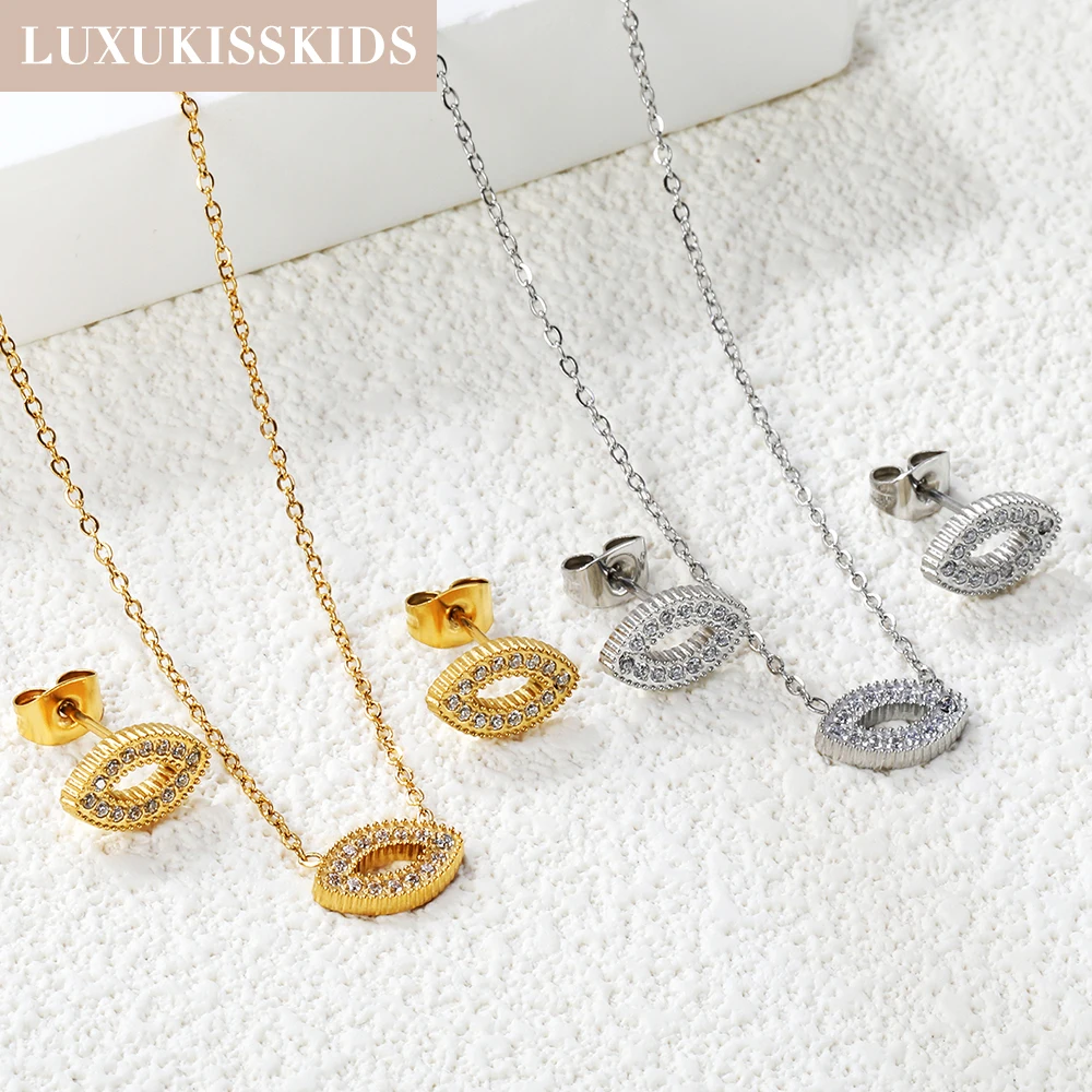 LUXUKISSKIDS новый комплект ювелирных изделий со стразами для вечеринки ожерелье с