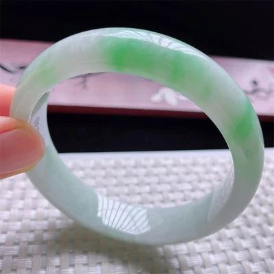 

Браслет из Мьянмы изумрудно-зеленого цвета, двойной цвет, 54-62 мм