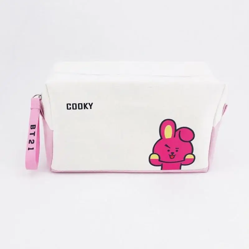 Kawaii Line Friends Bt21 Anime Hobby Tata Chimmy Cooky Cosmetic Bag Pencil Case Handbag Miscellaneous Portable Storage Bag images - 6