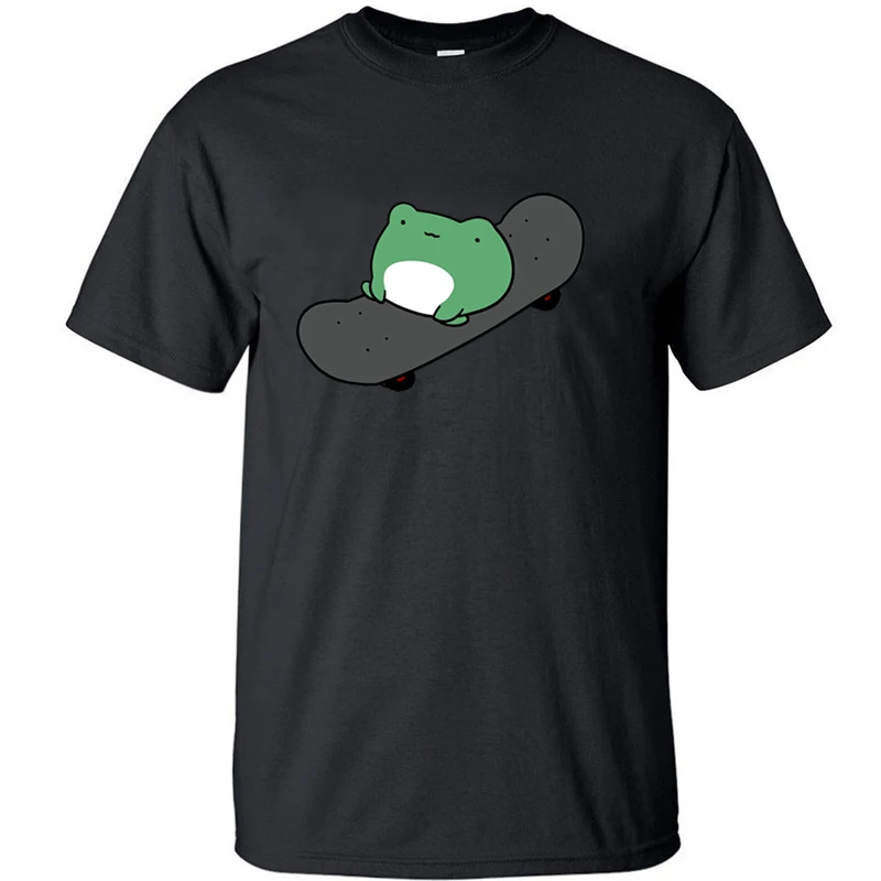 

Skateboarding Frog T Shirt For Men Funny Tshirt Cotton Graphic T Shirts T-shirt Camisas Summer Tops Tee Black Short Sleeve Tees