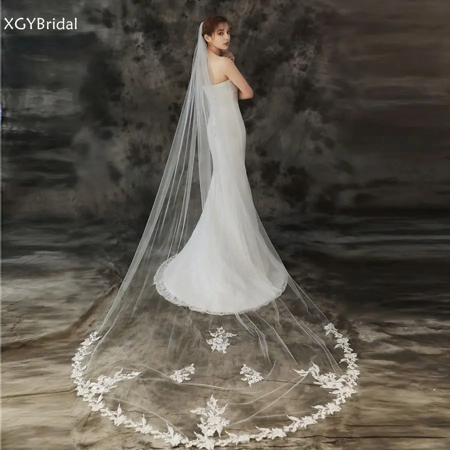 

New Arrival Ivory Wedding veils 2023 Bride veil Lace Appliques Boda Voile mariage Voile mariée Casamento matrimonio Bridal Veil