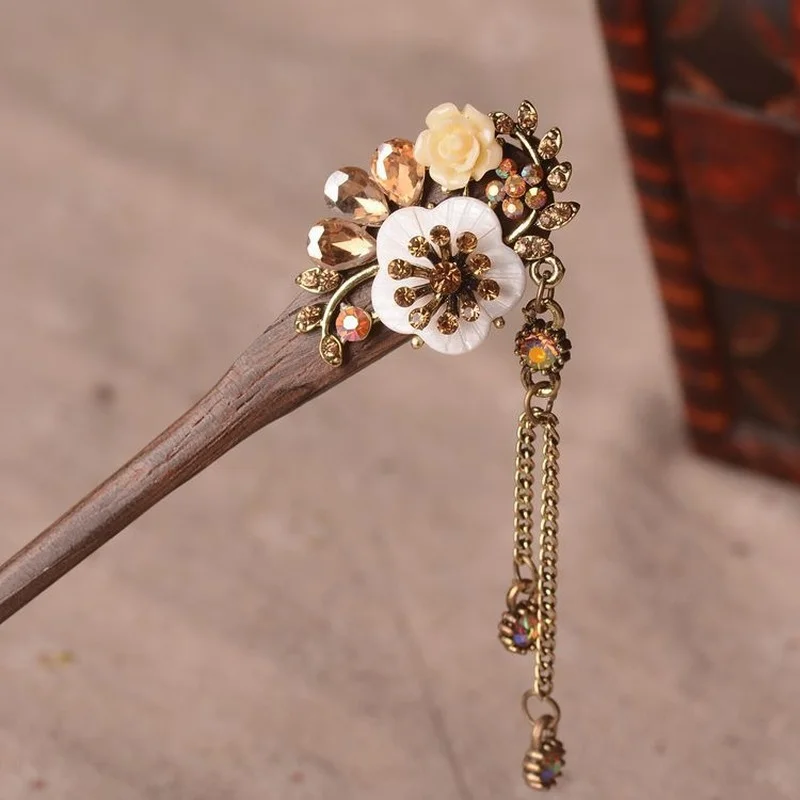 Traditional Hair Sticks Chinese Hair Clips Hairpins Carved Wooden Hair Fork Vintage Chop Stick Headwear For Women Jewelry images - 6