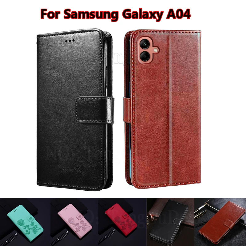 

For чохол Samsung Galaxy A04e Fundas Wallet Case For Telefoonhoesjes Samsung Galaxy A04 SM-A045F/M 2022 Leather Flip Cover Coque