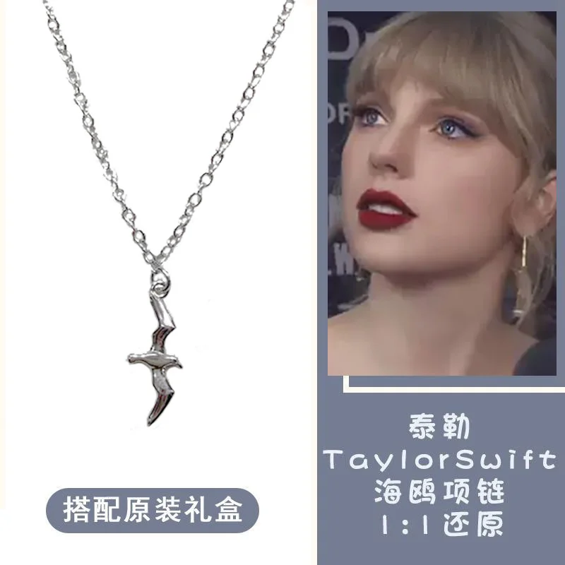 Taylors Swift Same Seagull T.S. Necklace S925 Sterling Silver Original Classic TS Seagull Necklace Fashionable Gift With Box